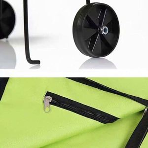 Sac de courses pliable réutilisable à prix avantageux avec roulettes en tissu Oxford, impression personnalisée - Product Image 5