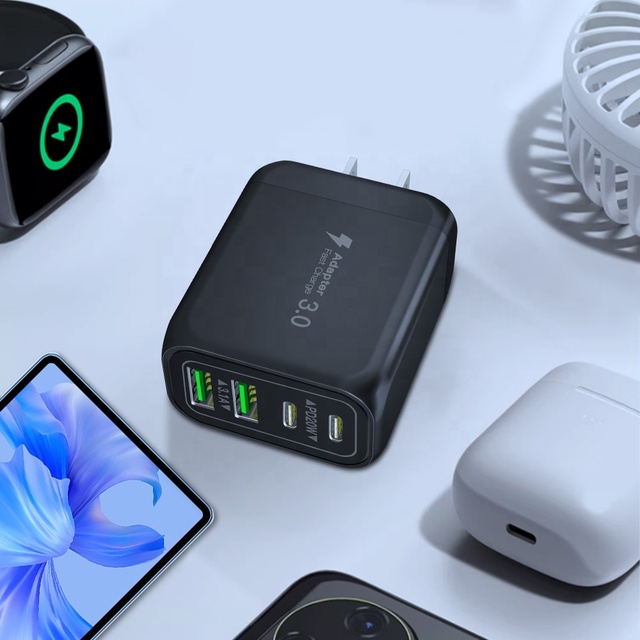 HNT GaN 40W USB Charger Type c Very Fast Charger Plug UK 4 Port Wall Charger Adapter CE FCC UKCA RoHS Certified for iPhone 16 15