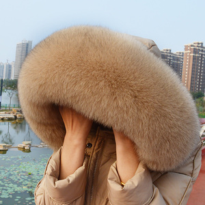 Real Fox Fur Collar Winter Neck Warmer Long Furry Scarf Women's Coat Hood Fur Trims Outdoor Adult Accessories - Product Image 5