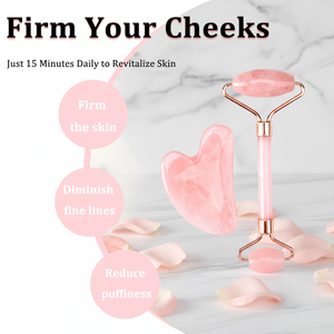 Set Regalo per la Cura del Corpo con Nuovo Design all'Ingrosso: Rullo di Giada Guasha <span class=keywords><strong>e</strong></span> Pietra Gua Sha in Quarzo Rosa per <span class=keywords><strong>Salute</strong></span> <span class=keywords><strong>e</strong></span> Bellezza - Product Image 1