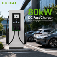 Cargador EVEGO DC de Alta Potencia 80kW 200A, Estación de Carga Rápida Eléctrica de Doble Pistola, Tipo Piso, IP55, para Vehículos Comerciales Públicos