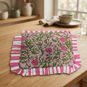PNM Overseas Modern Handmade <b>Screen</b> Printed Square Floral Tote Bag-Pink & Red Sustainable Accessory - Product Image 2