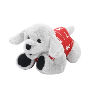 Best selling Custom puppy plush toy Grey puppy stuffed animal toys Red cloth puppy soft animal toy