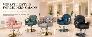 Sillón de Salón con Reposabrazos Dorados, Silla de Barbero Hidráulica para Estilista - Product Image 3