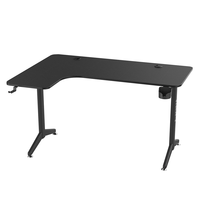 Bureau de jeu en forme de L Wquantum en métal et mélamine avec porte-gobelet et crochet pour casque, idéal pour le bureau et la chambre