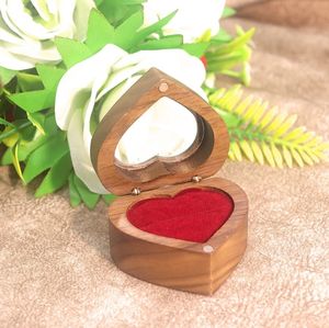 Solid <strong>Wood</strong> Black Walnut Window-Opening Heart-Shape Ring <strong>Box</strong> Elegant Diamond Jewelry <strong>Storage</strong> for Father's Day Gift - Product Image 6
