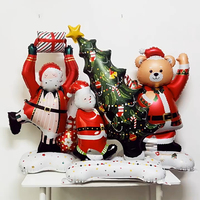 Ballons de Noël géants 3D en forme de Père Noël, d'ours et d'arbre de Noël en aluminium pour les fêtes d'hiver à la maison et dans le jardin