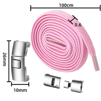 Lacets plats élastiques sans nœuds pour enfants et adultes, lacets fantaisie en polyester extensible avec embouts métalliques pour baskets et chaussures