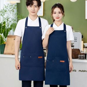 Tablier de serveur/serveuse en toile de coton avec bretelles pour femmes, idéal pour restaurant japonais, café, barista, ou comme tablier de lapin. - Product Image 1