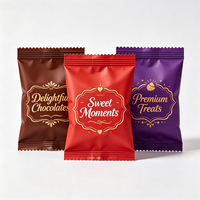 Emballage personnalisé pour barres chocolatées, sachet en aluminium à fermeture arrière, recyclable, pour les confiseries, vente en gros, approvisionnement en vrac