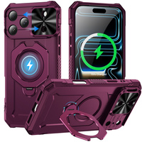 Étui pour iPhone 18 Pro Max 360 °   Coque de téléphone magnétique antichoc avec béquille rotative et cache-caméra coulissant pour iPhone 17 Pro 16 15