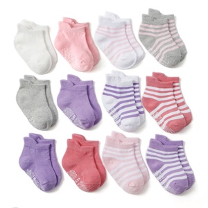 Vente en gros de chaussettes de cheville antidérapantes de couleur unie pour bébés ensemble de chaussettes antidérapantes pour nourrissons tout-petits enfants - Product Image 2