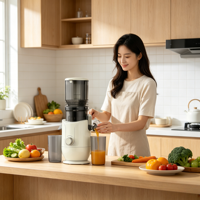 Extracteur de jus à froid électrique à grande ouverture de 5,1 pouces pour fruits et légumes entiers, presse à jus à mastication lente