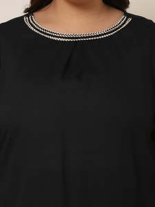 Women's Solid Cotton Blend 2-Piece Ankle Length <b>Tunic</b> Trouser Cord Set O-Neck Three-Quarter Sleeve Long Jumpsuits Western Dress - Product Image 4
