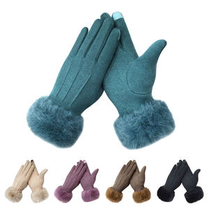 Factory Spot Wholesale Fashion Ladies Winter Warm <b>Gloves</b> Faux Rabbit Cuff <b>Gloves</b> Outdoor Warm <b>Women</b> <b>Gloves</b> Touch Screen - Product Image 3