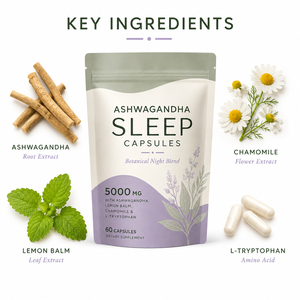 Capsules de complexe de sommeil de haute qualité, camomille, L-tryptophane, complément premium Sunwind Ksm-66, Ashwagandha, soutien immunitaire - Product Image 3