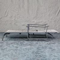 Chaise longue d'extérieur en métal imperméable pour hôtel, piscine, plage, terrasse, en textilène et fer forgé, modèle JM-PS-T608