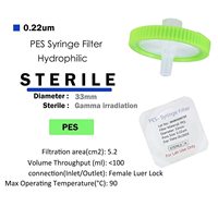 Filtre à seringue PES 0,22 µm, membrane de 33 mm, emballé individuellement, paquet de 20, laboratoire