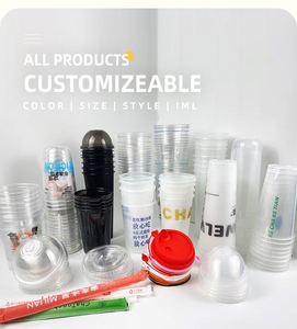 Gobelets jetables en plastique PET transparent avec couvercles à fente pour paille pour boissons froides, milkshakes et café glacé – Vente en gros - Product Image 4