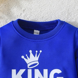 ชุดสองชิ้นพิมพ์ลายตัวอักษรน่ารักสำหรับเด็กผู้ชาย เสื้อแขนยาวและกางเกงกีฬาลำลอง เสื้อผ้าเด็กแฟชั่นผ้าขนสัตว์ - Product Image 3