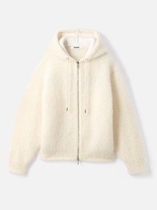 Sweat à capuche zippé <span class=keywords><strong>blanc</strong></span> crème pour homme, avec logo jacquard au dos et en peluche - Product Image 6