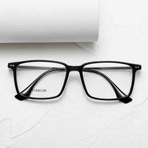 Titanium Rectangle Full Rim <b>Eyeglasses</b> Solid Black Anti-Uv Lightweight Unisex Adults Vision Correction <b>Frames</b> - Product Image 6