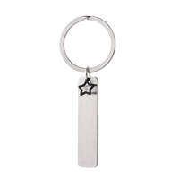 Porte-clés long en acier inoxydable Ywyougang avec breloque étoile, étiquette vierge personnalisable à graver, pour cadeau, vente en gros