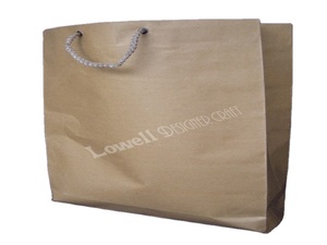Recycled Kraft Paper Shopping <b>Bag</b> Medium Size Die Cut Handle Geometric Pattern Rope Handle Zipper Closure Brown <b>Craft</b> Gift <b>Bag</b> - Product Image 2