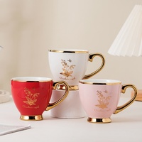 Mug en céramique électroplaqué de luxe créatif pour la maison, le bureau, le thé de l'après-midi, le restaurant, les voyages, le café, un cadeau d'anniversaire