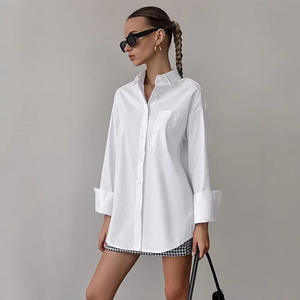 <span class=keywords><strong>เสื้อ</strong></span>เชิ้ตผ้าฝ้ายสีขาวเรียบง่ายน่ารัก สไตล์ลำลอง แฟชั่นหลวมๆ เหมาะกับการเดินทาง ใช้งานได้หลากหลาย ความยาวปานกลาง สำหรับผู้หญิง สไตล์ทางการ ฤดูใบไม้ผลิ/ฤดูร้อน 2026 - Product Image 4