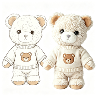 Ours en peluche personnalisé beige clair, moelleux, avec pull tricoté et broderie d'ours, jouet animal en peluche mignon et doux
