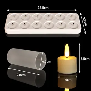 Pack Of 12 Flickering Flameless Led Tea Light Candles With Charging Station Rechargeable Led Candle For Home Holiday Decor