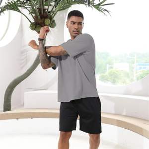 Camiseta de gran tamaño a la moda para hombre, camisetas de algodón Premium, Camiseta básica de entrenamiento atlético de manga corta de peso pesado - Product Image 3