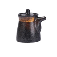 Pot de bouteille d'huile en céramique en faïence japonaise distributeur de condiments liquides couvercle Ponzu vinaigre sauce soja bols condiment traditionnel