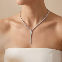 Collier tennis de luxe en argent S925 entièrement serti de moissanite, en forme de Y, style lariat, bijou statement HipHop pour femme, cadeau pour mariage ou fête