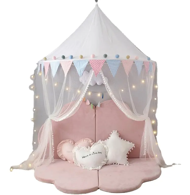 Moustiquaires princesse pour bébés, château en Polyester, lit demi-rond