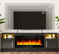 Meuble TV de salon de luxe moderne et minimaliste en bois avec foyer électrique intelligent intégré