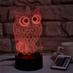 Personalizar led de luz de la noche en forma de búho 3d ilusión veilleuse lámpara decoración dormitorio bebé luz amante de juguete de regalo para los niños - Product Image 4