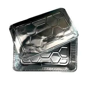 10 20 50 Stuks Food Grade Wegwerp Aluminiumfolie Voedselcontainer Aluminium Lade Rechthoekige Aluminiumfolie Lade Met Deksel