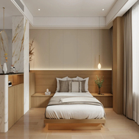 Cadre de lit plateforme en bois minimaliste, design durable, personnalisable pour hôtels, maisons et gîtes