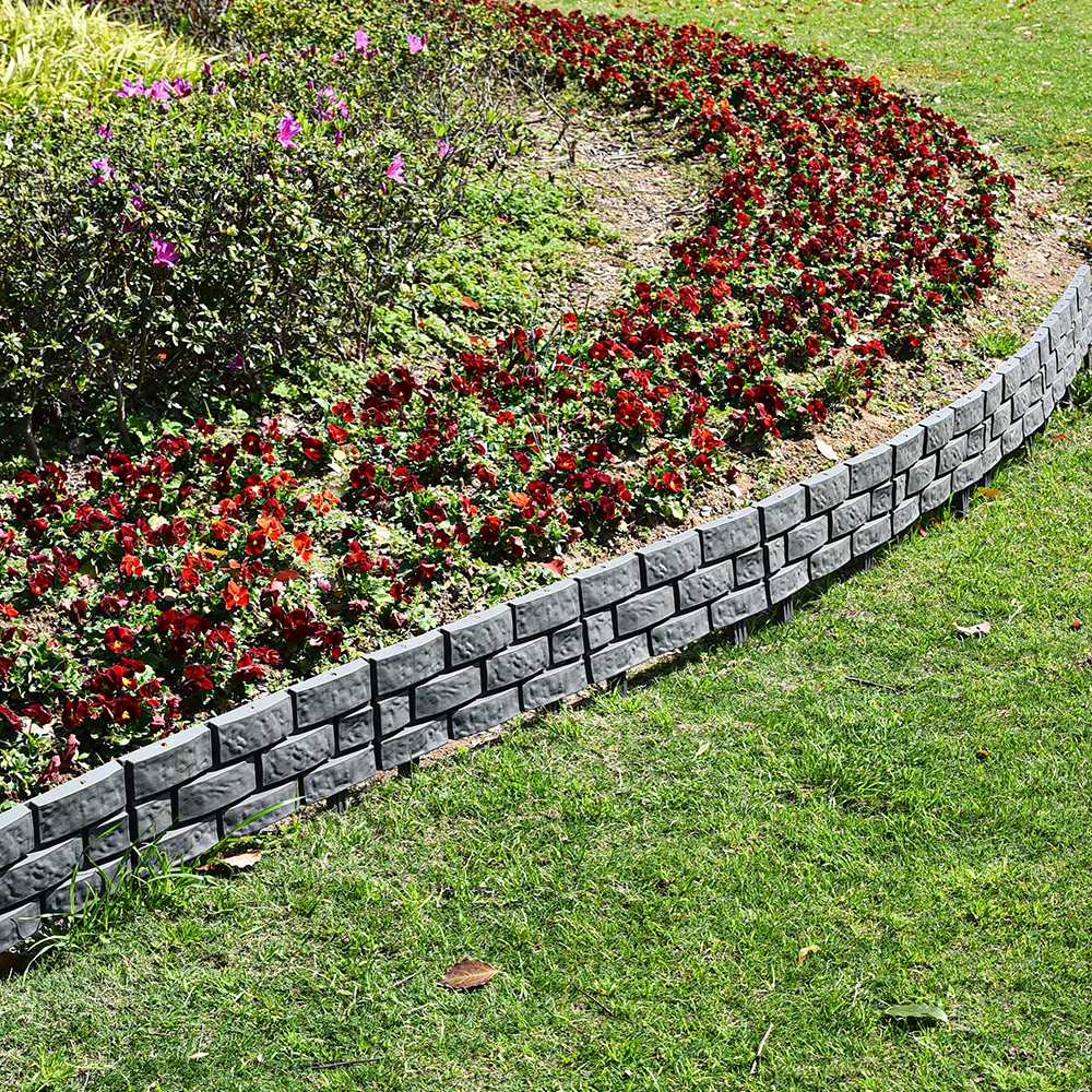 Conjunto de 4 parafusos ornamentais de tijolos, efeito de borracha de jardim de plástico decorativo para pátio, tamanho pequeno, cerca de gramado