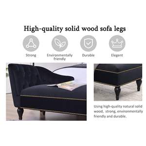 58'' Velvet Chaise Lounge with <b>Button</b> Tufted Right Arm Nailhead Trim and Solid <b>Wood</b> Legs for Bedroom Application New+Video DB - Product Image 6