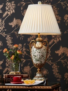 Mỹ Brass gốm đèn bàn tay làm sang trọng trang trí cạnh giường ngủ đèn bàn đèn đọc sách đèn cho phòng ngủ - Product Image 2