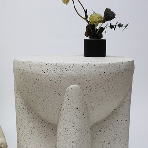 Mesa auxiliar geométrica crema moderna para comedor para apartamento pequeño, sala de estar, sofá, café, dormitorio, personalidades, café, esquina de arte - Product Image 4