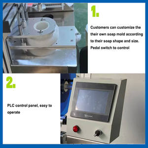 Machine d'emballage plissée de savon de commutateur de pédale de pieds avec la machine à étiquettes pour les savons ronds jetables. - Product Image 4