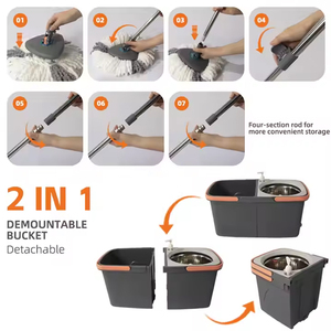 Holamopa <span class=keywords><strong>360</strong></span> Sợi Nhỏ Xoay Quay Lau Và Xô Đặt Riêng Biệt Nước Bẩn Làm Sạch Quay Dễ Dàng Lau Cho Sàn Làm Sạch - Product Image 5