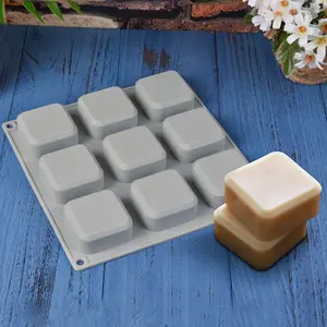 硅胶肥皂模具9腔方形肥皂模具DIY手工硅胶模具肥皂制作布丁松饼面包布朗尼玉米面包
