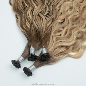 Hot Sale Natural Wave Wholesale Price Cuticle Aligned Hair Double Drawn Russian Hair Curly Pro-bonded <b>K</b>-<b>tip</b> Hair <b>Extensions</b> - Product Image 1