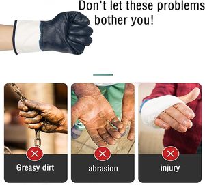 Gants de protection professionnels robustes en nitrile bleu/NBR, imperméables, pour le transport pétrochimique, les plateformes pétrolières, le forage, la sécurité au travail et la protection des travailleurs - Product Image 4