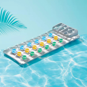 Float Lounge gonfiabile da 18 tasche in fabbrica per piscina Beach Beach Lake, <span class=keywords><strong>Design</strong></span> a spirale con Top trasparente e cuscino d'aria incorporato - Product Image 6